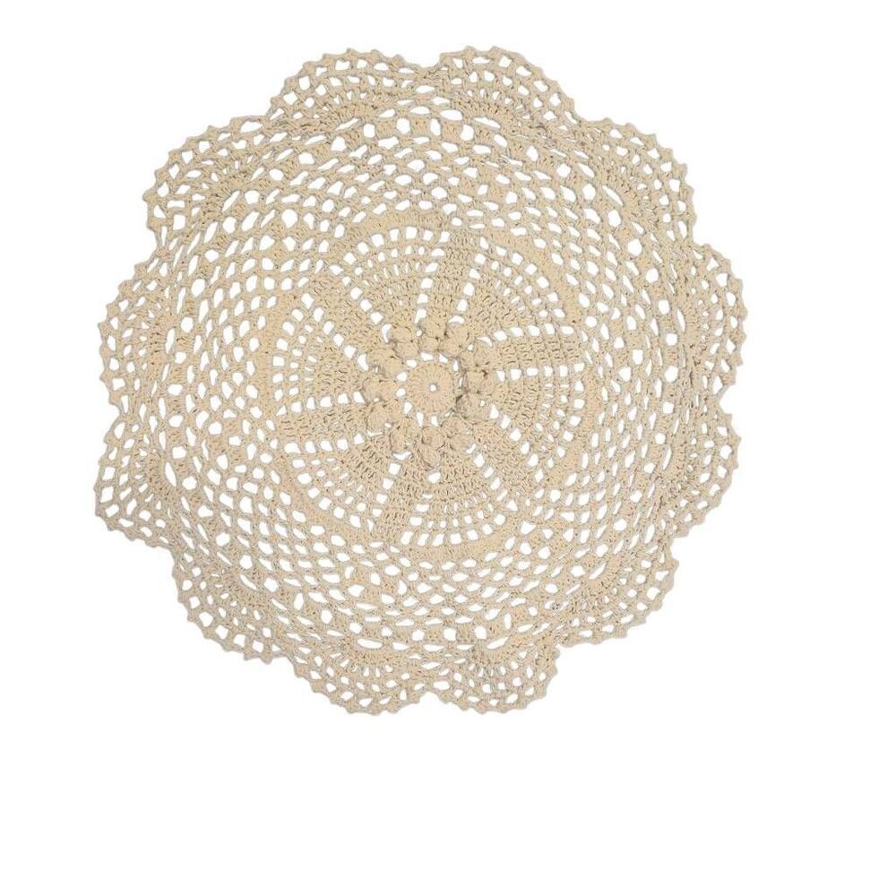Doily, Vintage Ivory Cotton Crochet 10.75"
